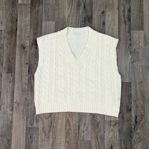 Chunky cable knit v neck sweater vest